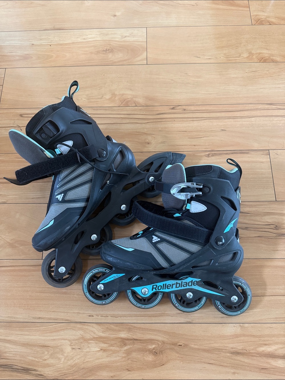 Rollerblade Women's Adjustable Inline Skates in Black with Teal Accents